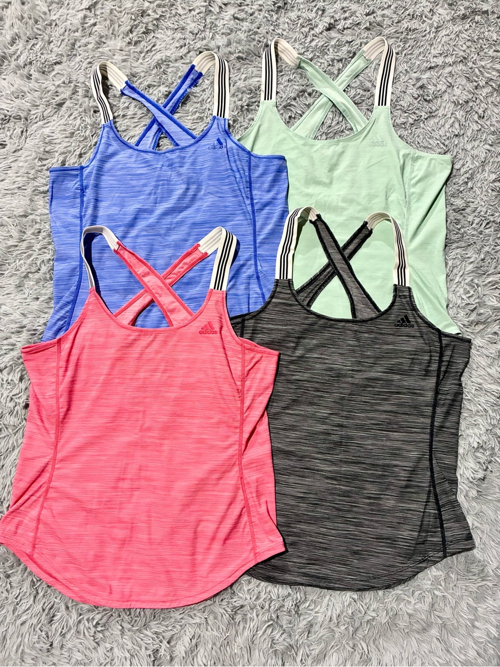 NEW Lot 4 Adidas logo lightweight triple stipe running gym tank tops M